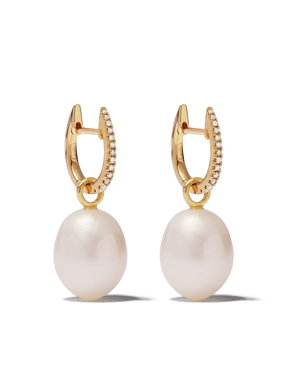 Annoushka 18K黄金钻石珍珠吊饰耳环 - 金色
