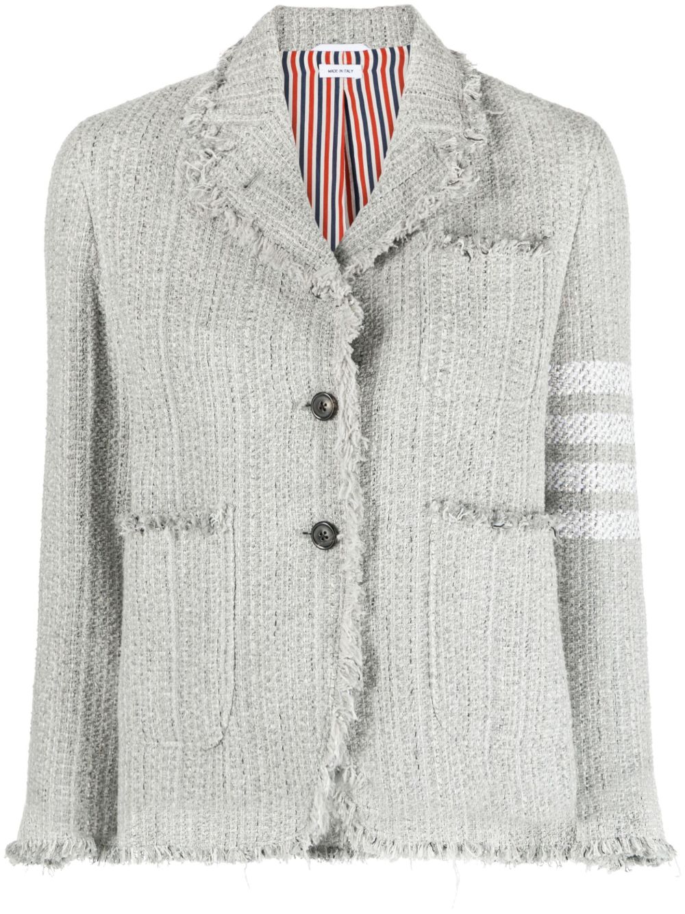 Thom Browne 四条纹粗花呢夹克 - 灰色