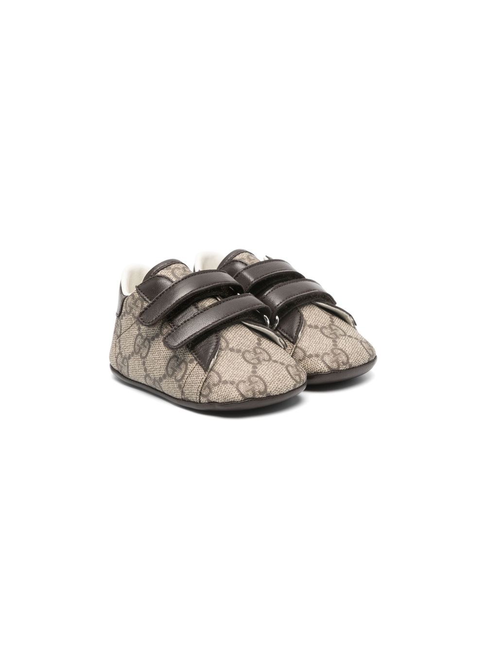 Gucci Kids Ace GG 提花学步鞋 - 褐色