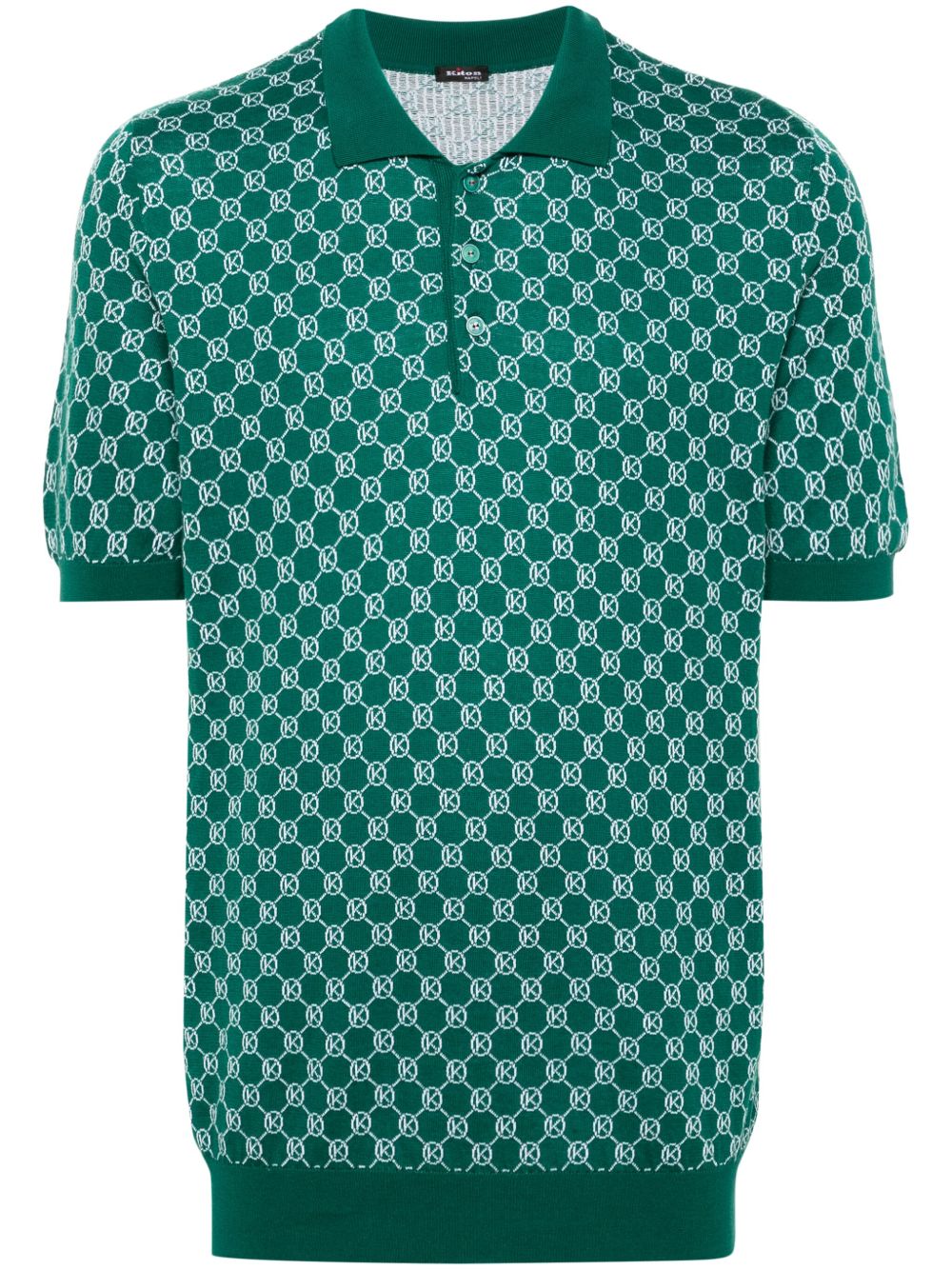 Kiton 经典logo图案针织polo衫 - 绿色