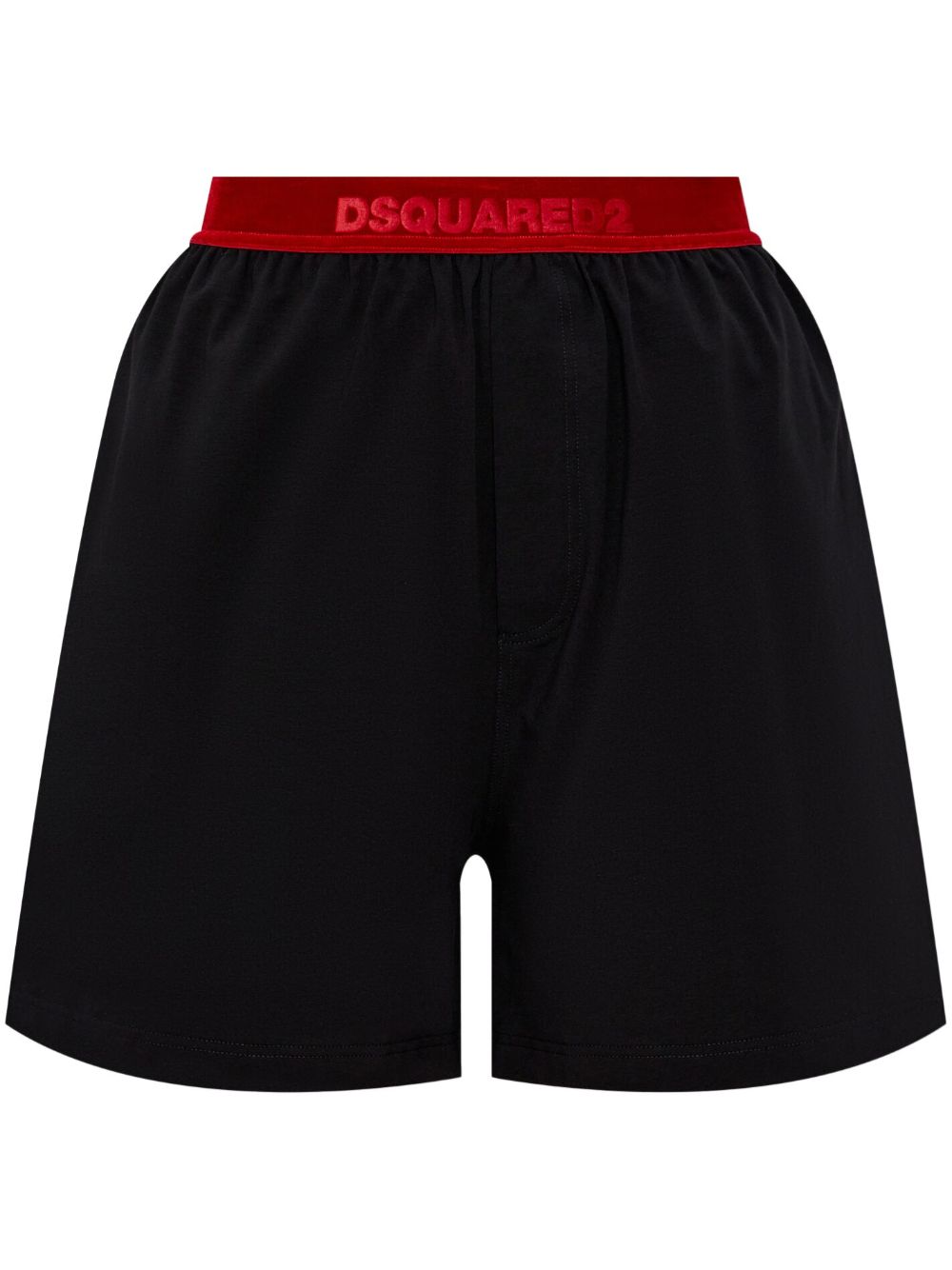 DSQUARED2 松紧裤腰棉短裤 - 黑色