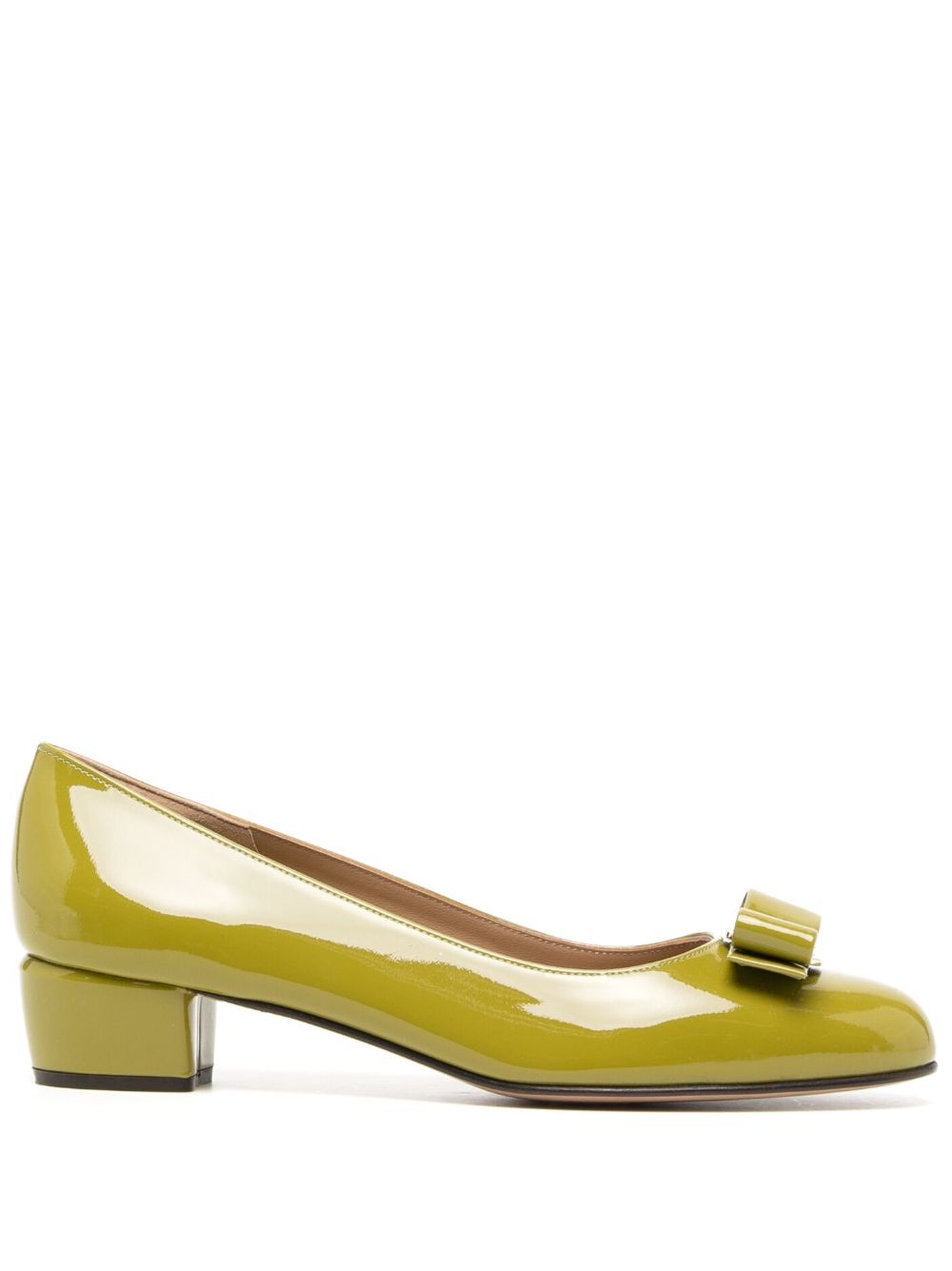 Ferragamo Vara 蝴蝶结细节低跟鞋 - 绿色