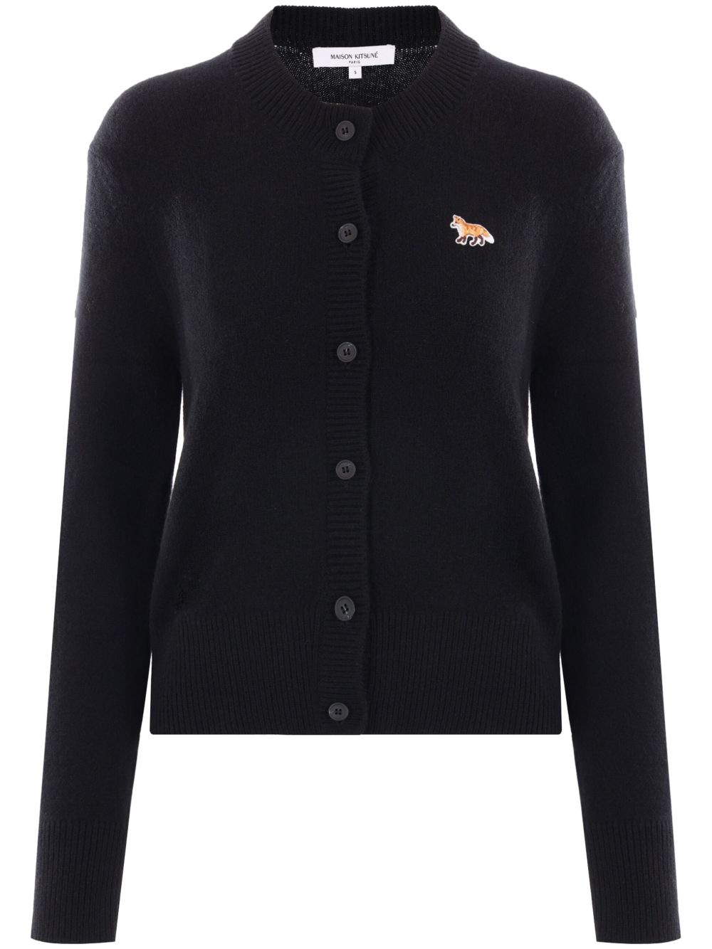 Maison Kitsuné Baby Fox 贴花羊毛开衫 - 黑色