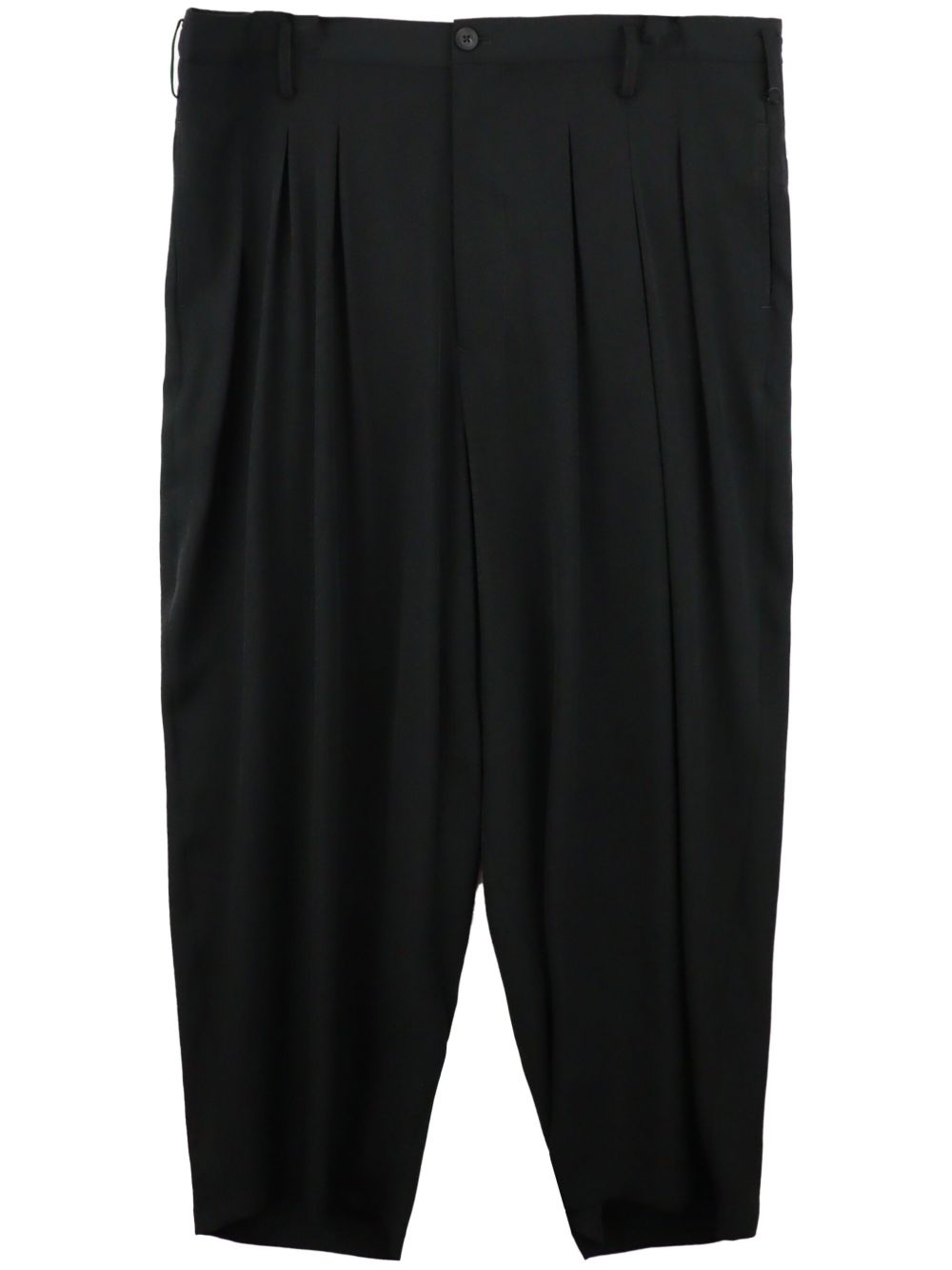 Yohji Yamamoto 褶饰锥形裤 - 黑色