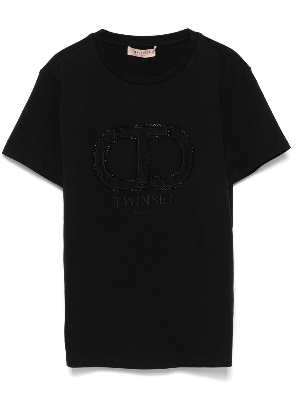 TWINSET logo刺绣T恤 - 黑色