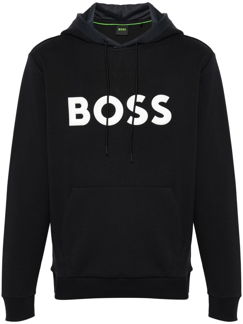 BOSS logo浮雕抽绳连帽衫 - 蓝色