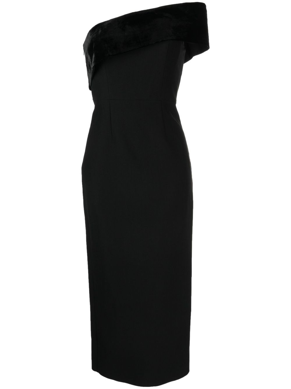 Roland Mouret 不对称卡迪中长连衣裙 - 黑色