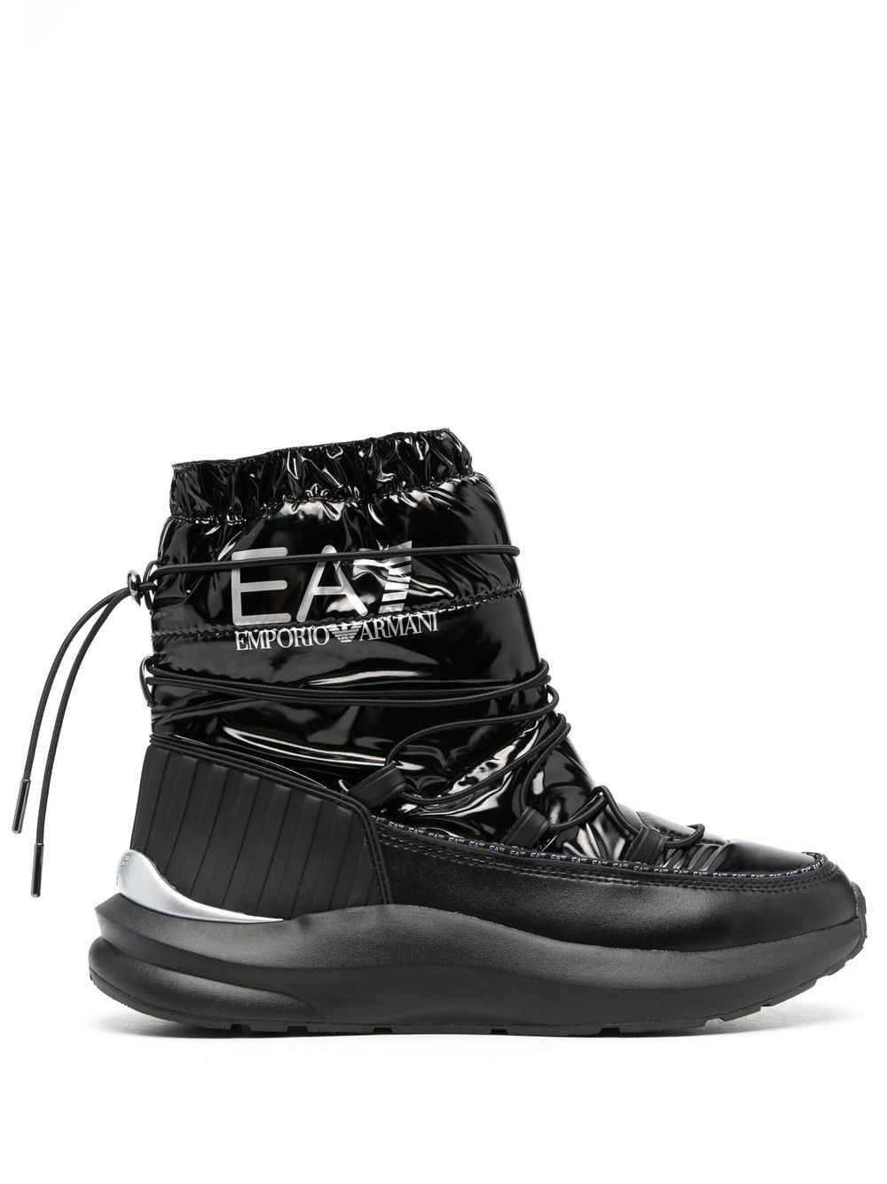 Ea7 Emporio Armani logo印花绗缝雪靴 - 黑色