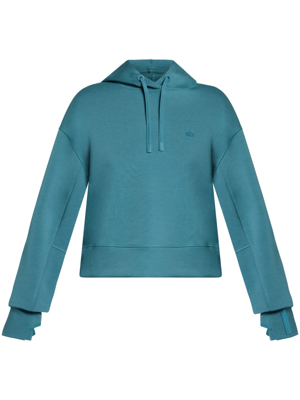 Lacoste logo贴花棉连帽衫 - 蓝色