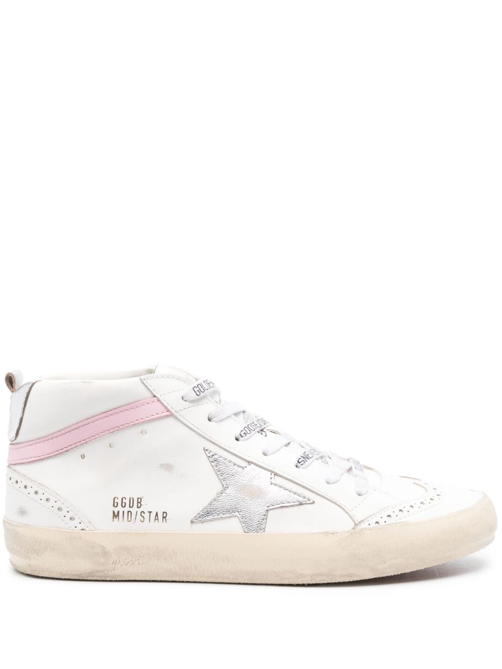 Golden Goose Mid Star 皮质运动鞋 - 白色