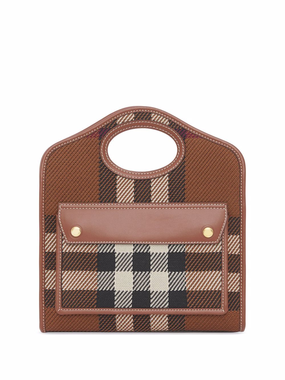 Burberry Pocket 针织格纹迷你手提包 - 褐色