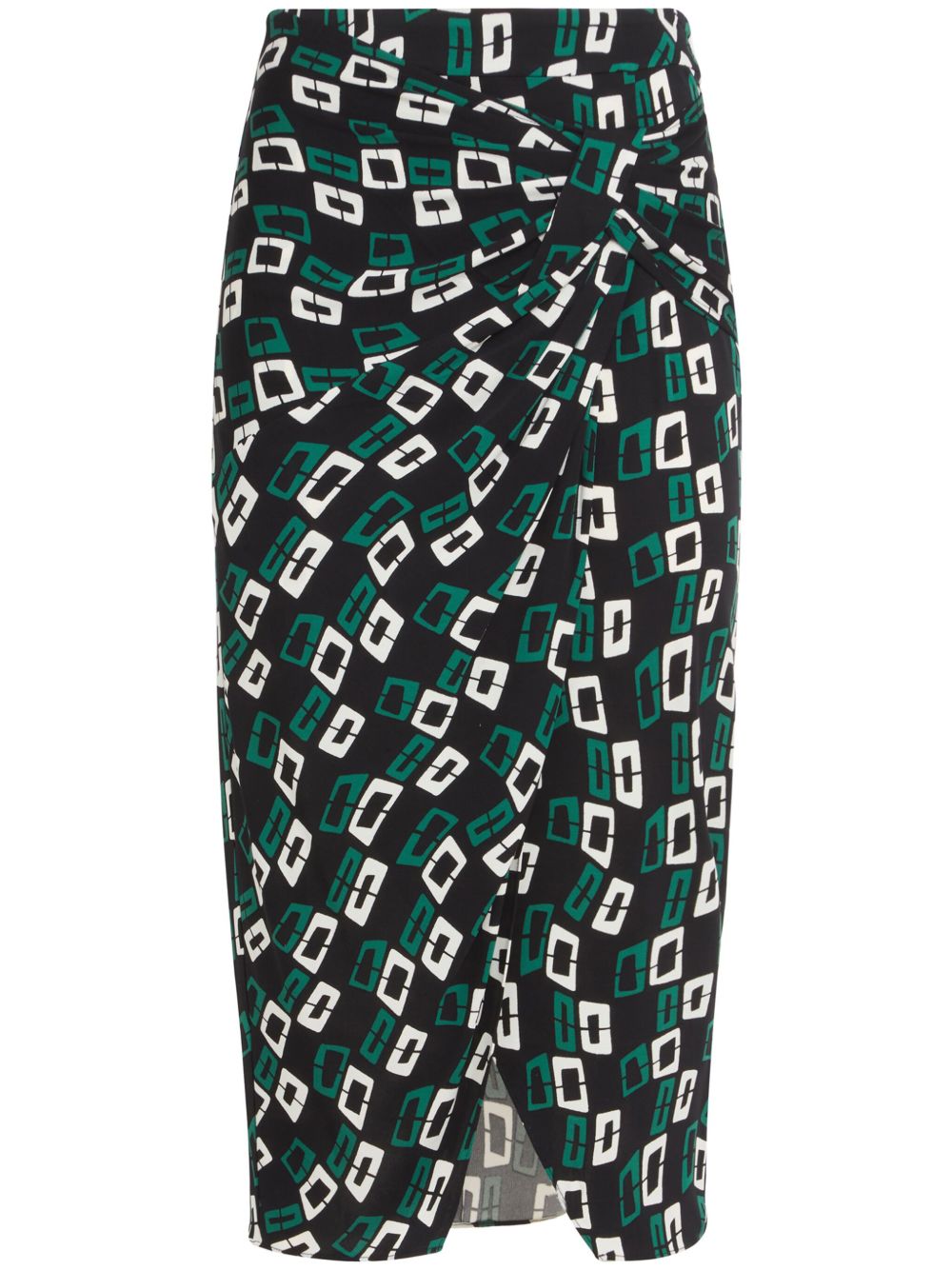 DVF Diane von Furstenberg 缩褶中长半身裙 - 黑色