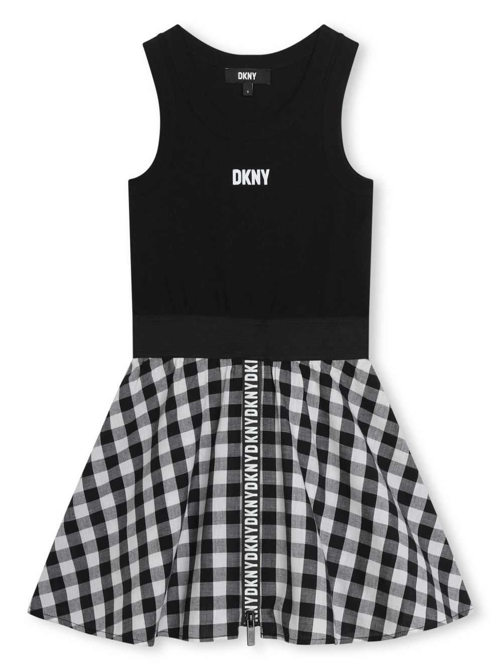 Dkny Kids logo印花棉连衣裙 - 黑色