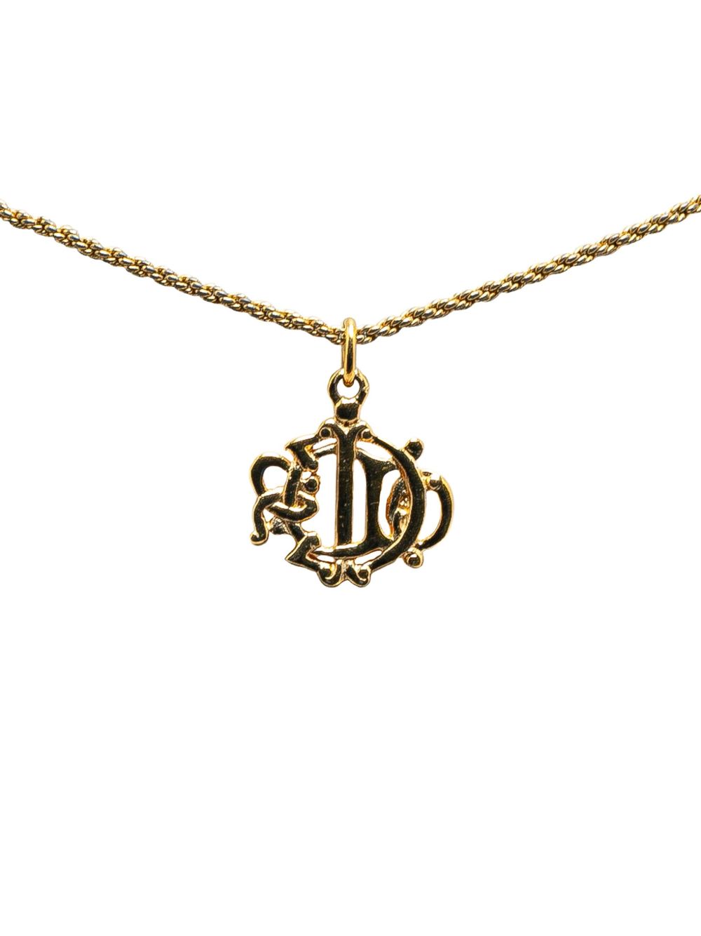 Christian Dior Pre-Owned 镀金logo吊饰项链（1900年代典藏款） - 金色