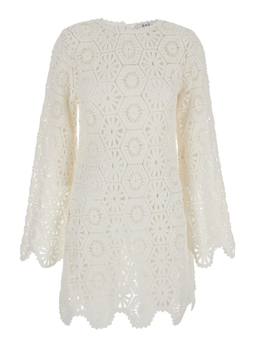 Sea New York lakshmi White Mini Tunic Dress In Crochet Woman