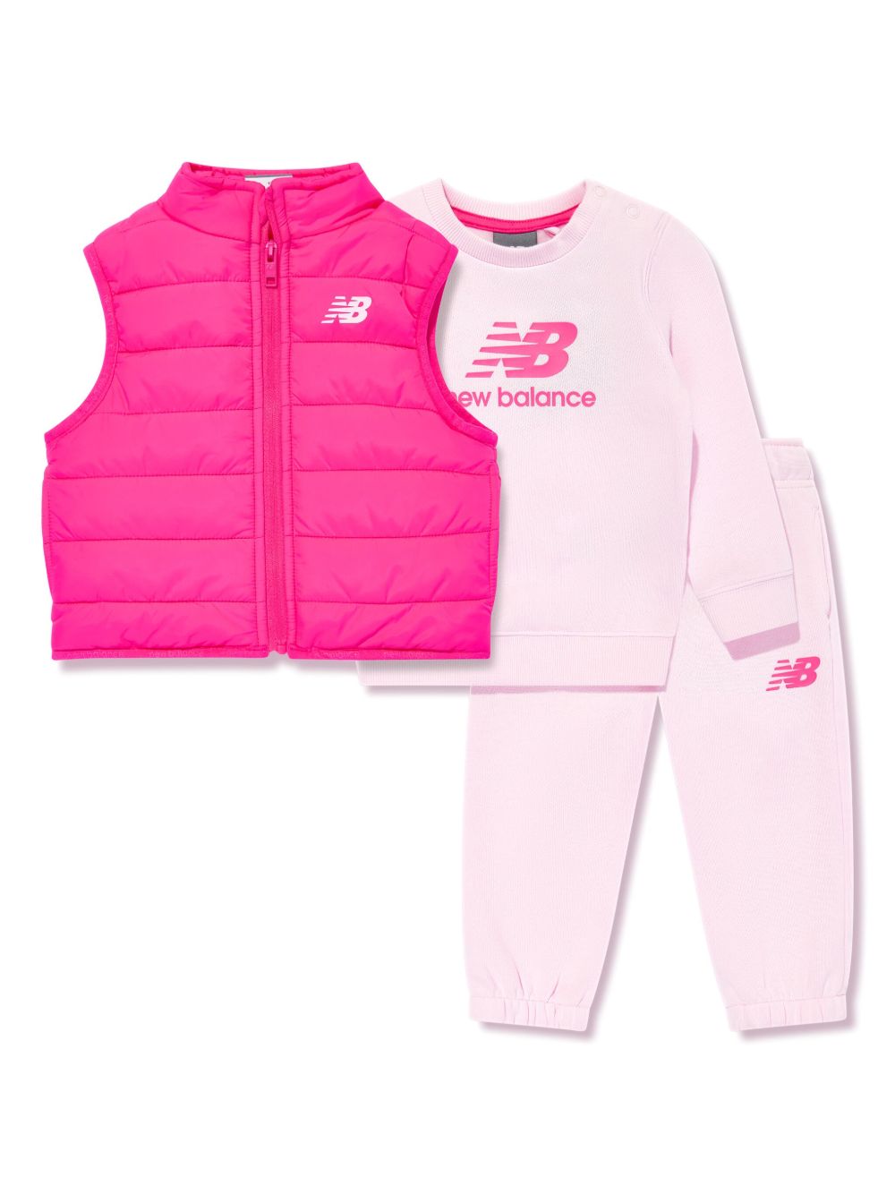 New Balance Kids logo印花运动套装（三件装） - 粉色