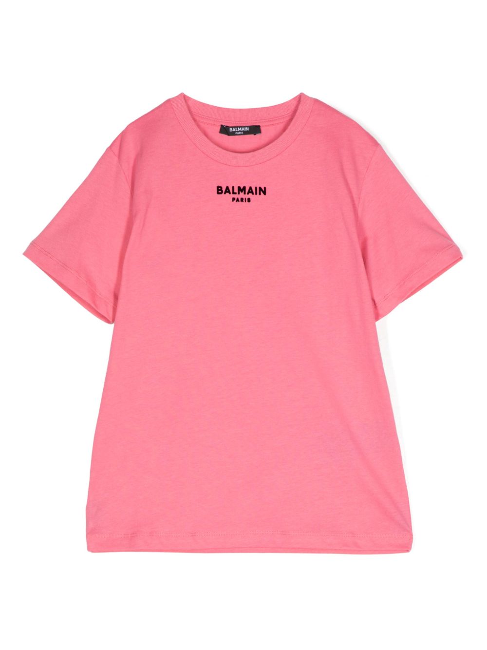 Balmain Kids logo植绒棉T恤 - 粉色