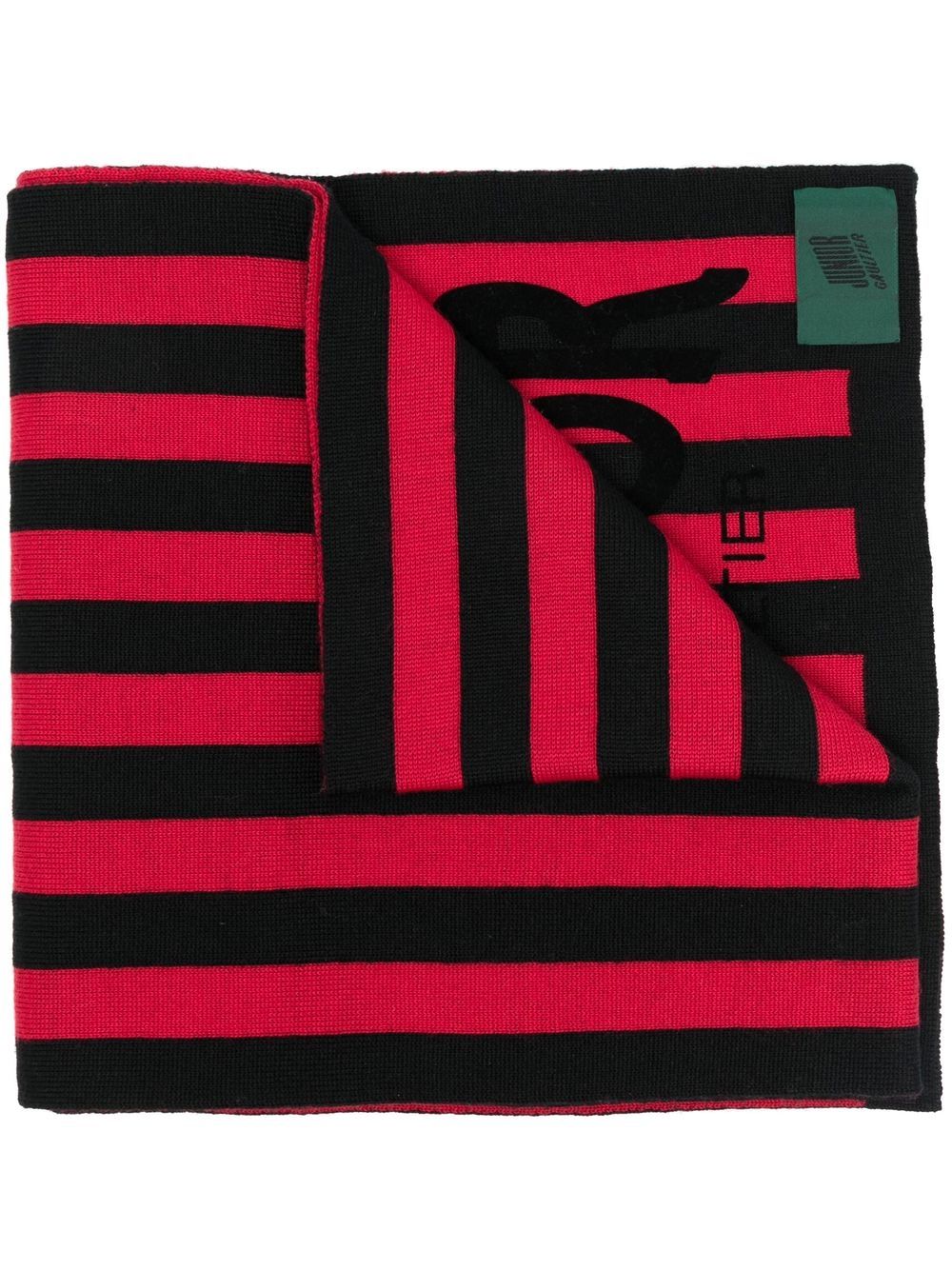 Jean Paul Gaultier Pre-Owned logo印花条纹围巾（1990年代典藏款） - 黑色