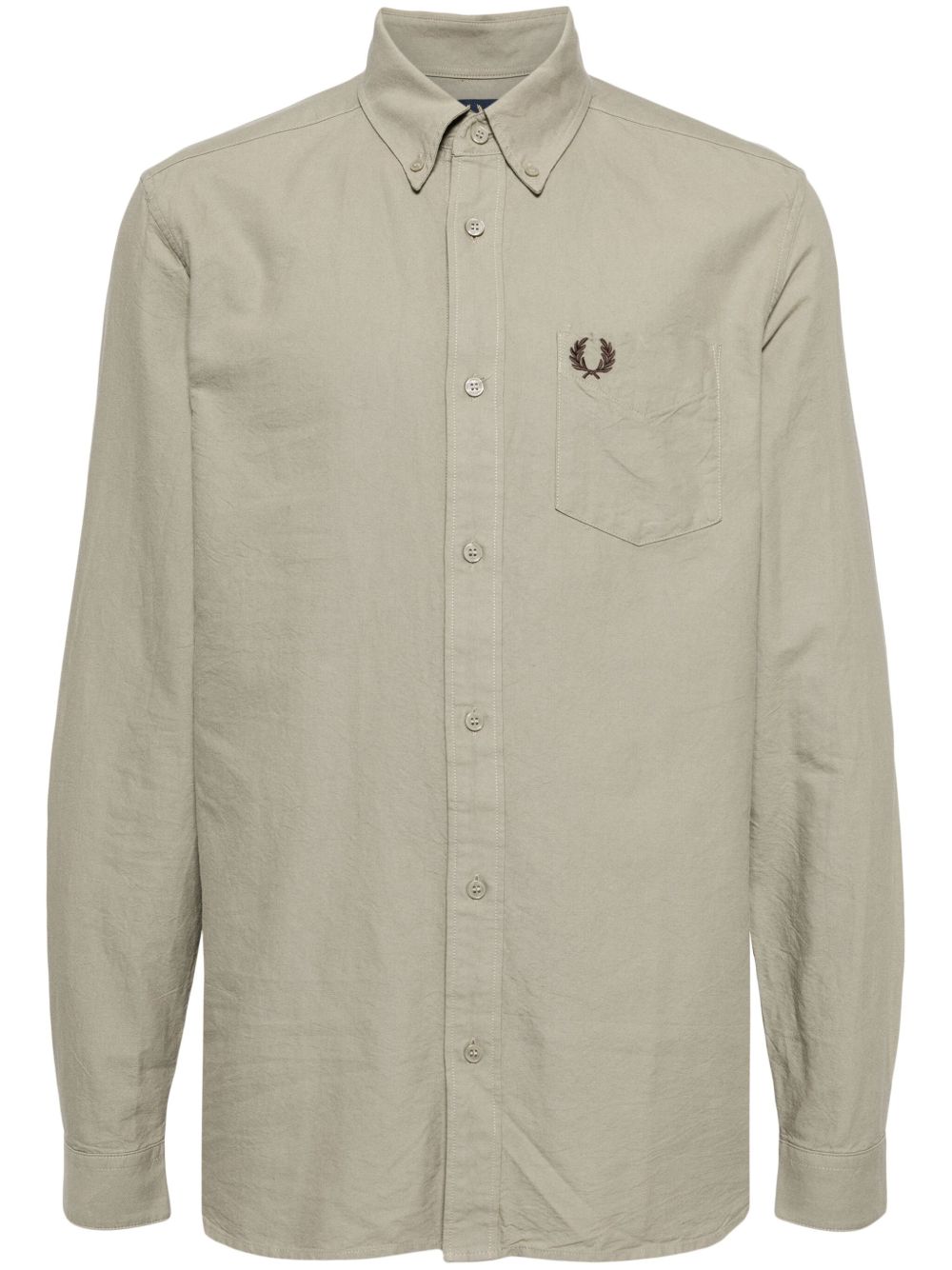 Fred Perry logo刺绣棉衬衫 - 中性色