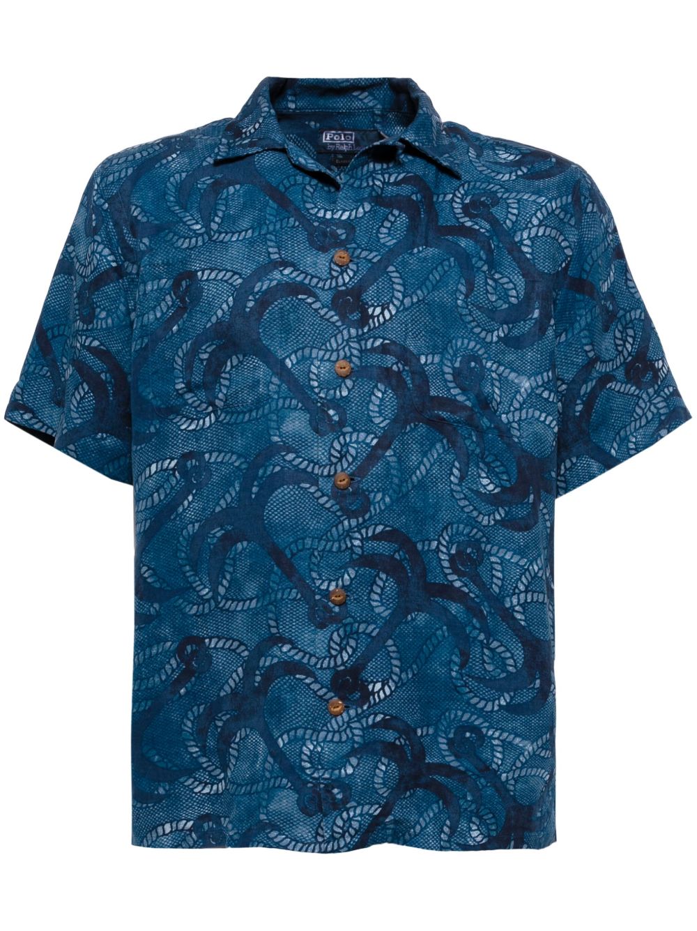 Polo Ralph Lauren 大理石图案印花衬衫 - 蓝色