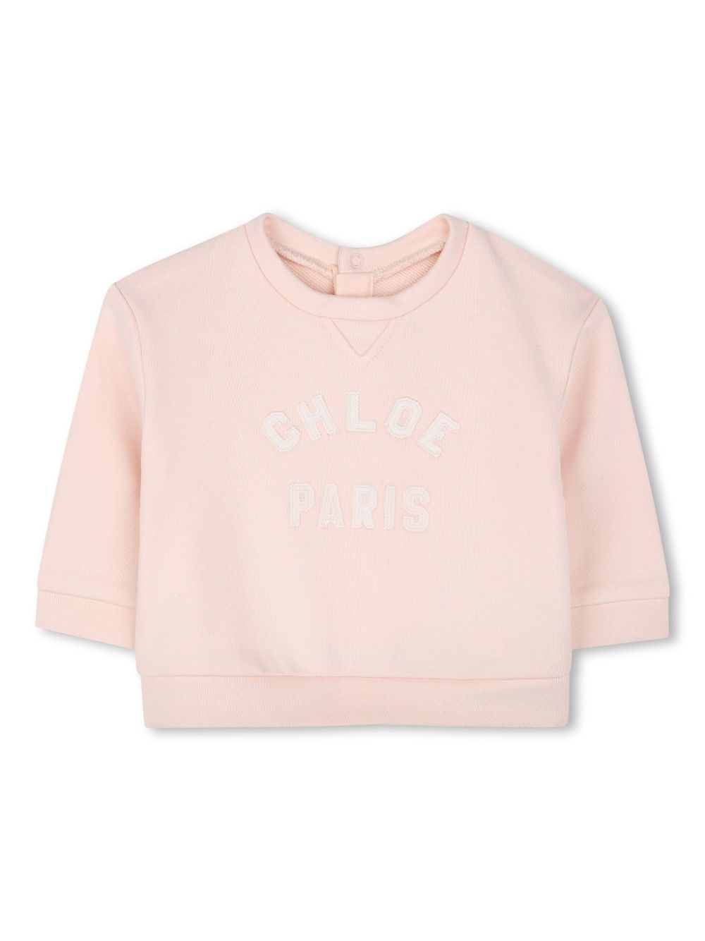 Chloé Kids 标贴棉卫衣 - 粉色