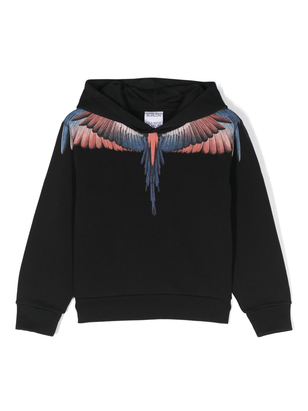 Marcelo Burlon County Of Milan Kids Wings 印花连帽衫 - 黑色