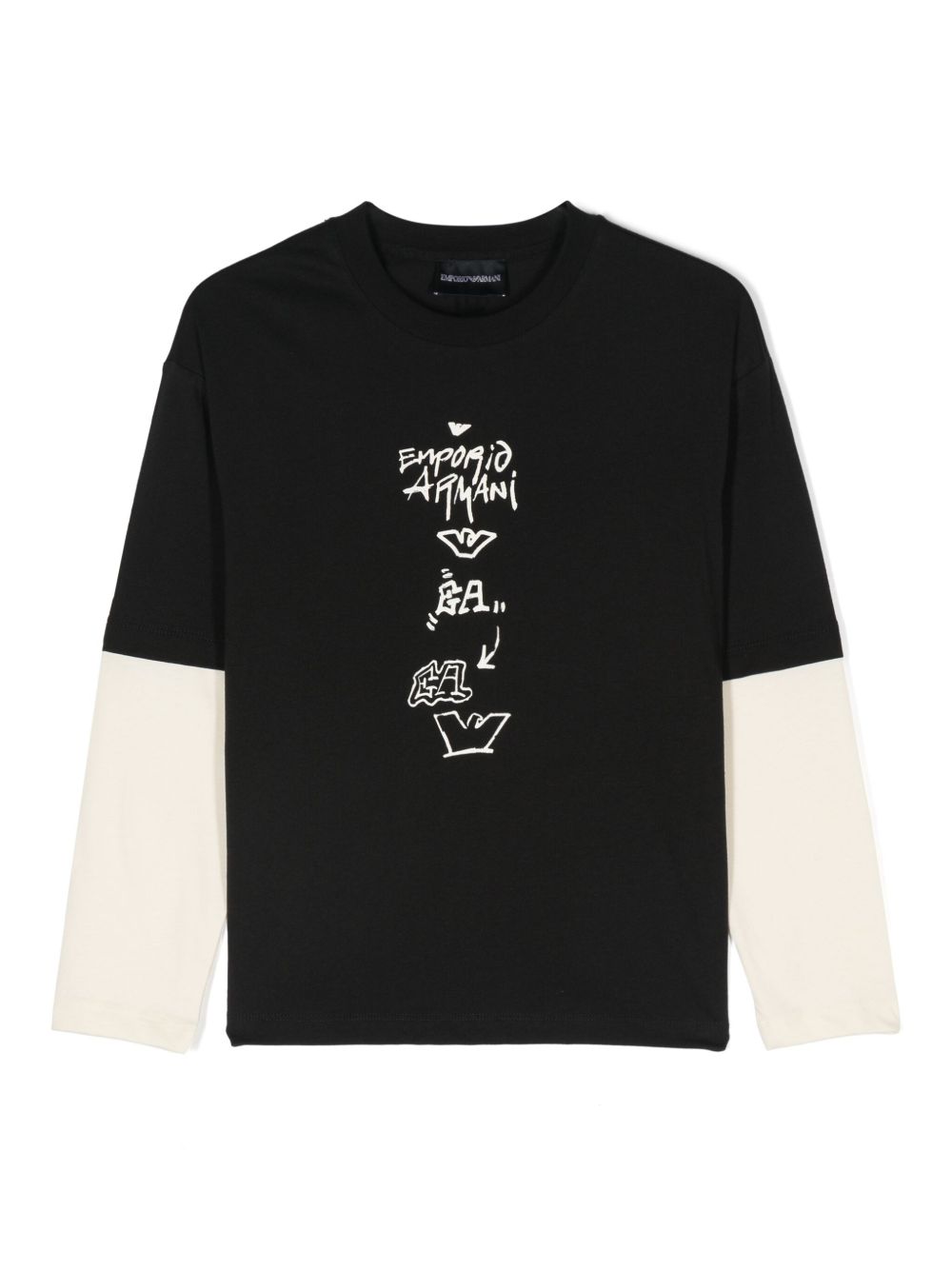 Emporio Armani Kids logo印花T恤 - 黑色