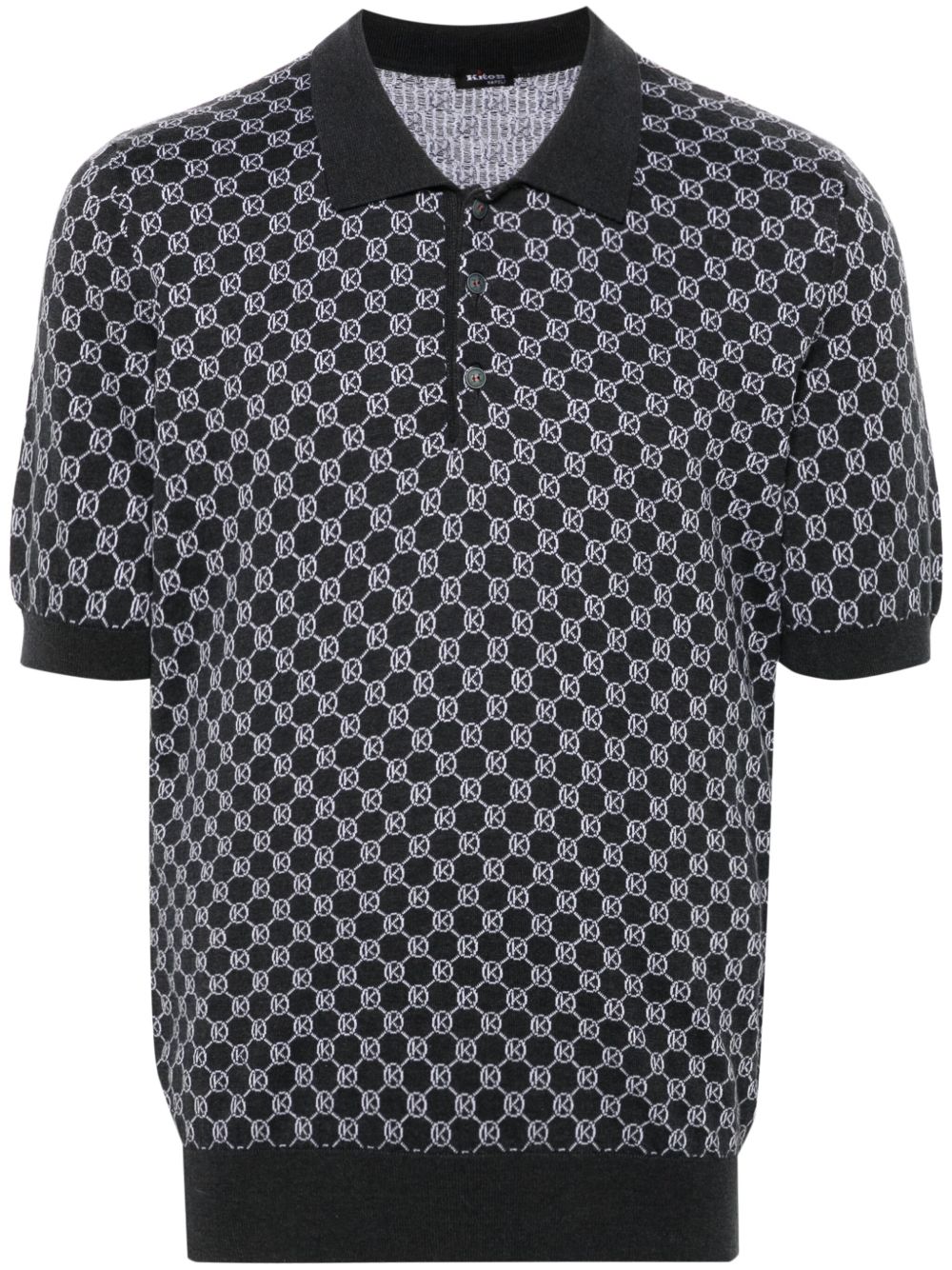 Kiton 经典logo提花polo衫 - 灰色