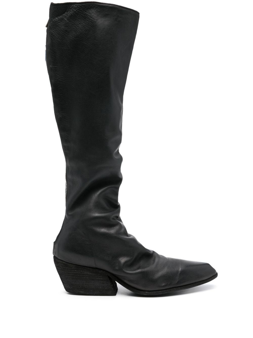 Guidi 皮质低跟及膝靴（5.5厘米） - 黑色
