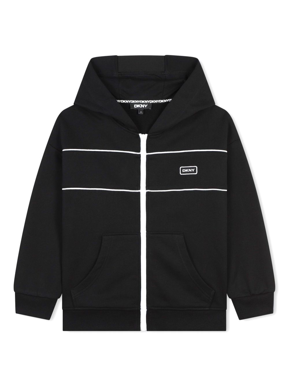 Dkny Kids 标贴拉链连帽衫 - 黑色
