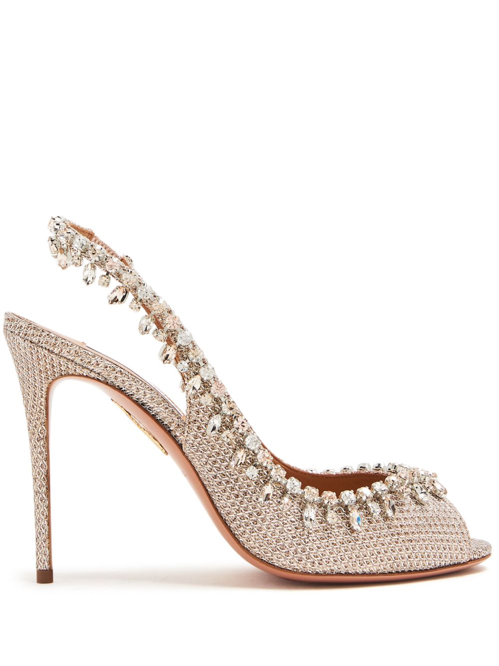 Aquazzura Temptation 晶饰缀饰高跟凉鞋 - 金色