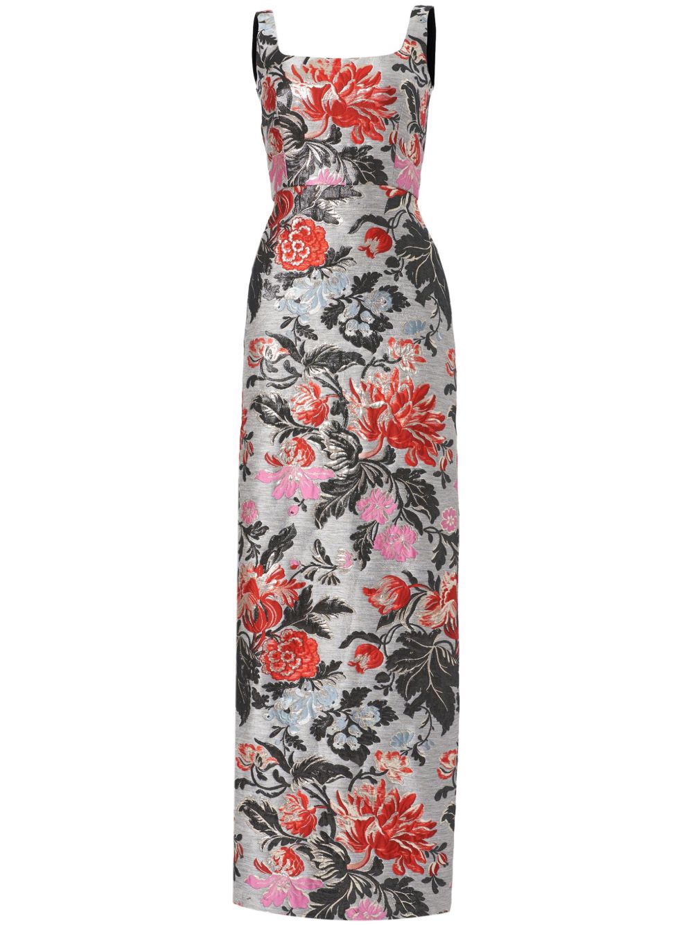 Carolina Herrera 花卉提花直筒晚礼服 - 灰色