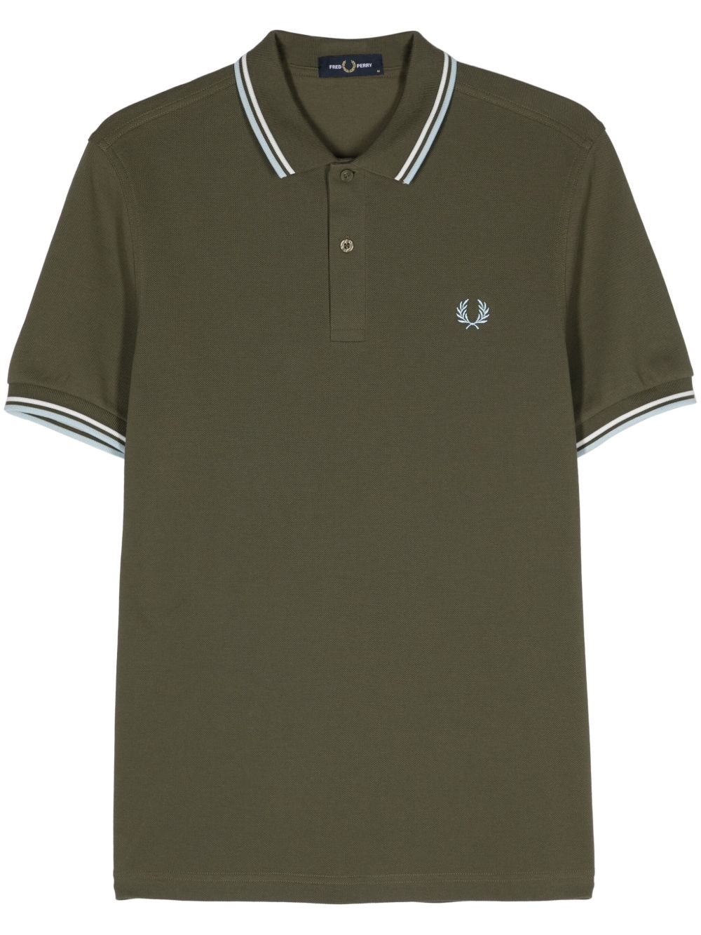 Fred Perry logo刺绣棉polo衫 - 绿色
