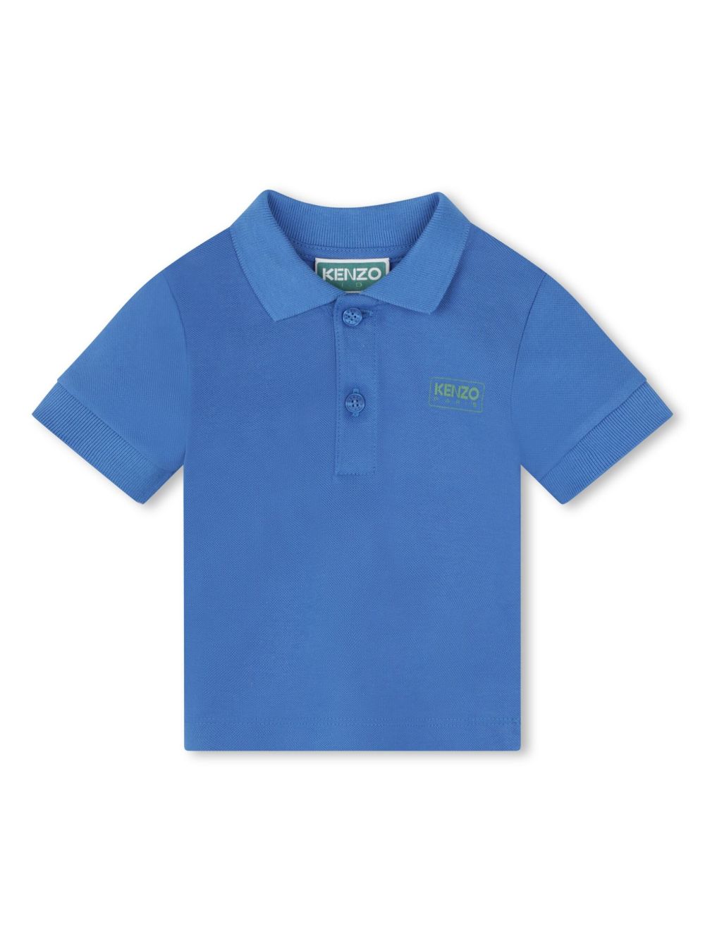 Kenzo Kids logo印花棉polo衫 - 蓝色