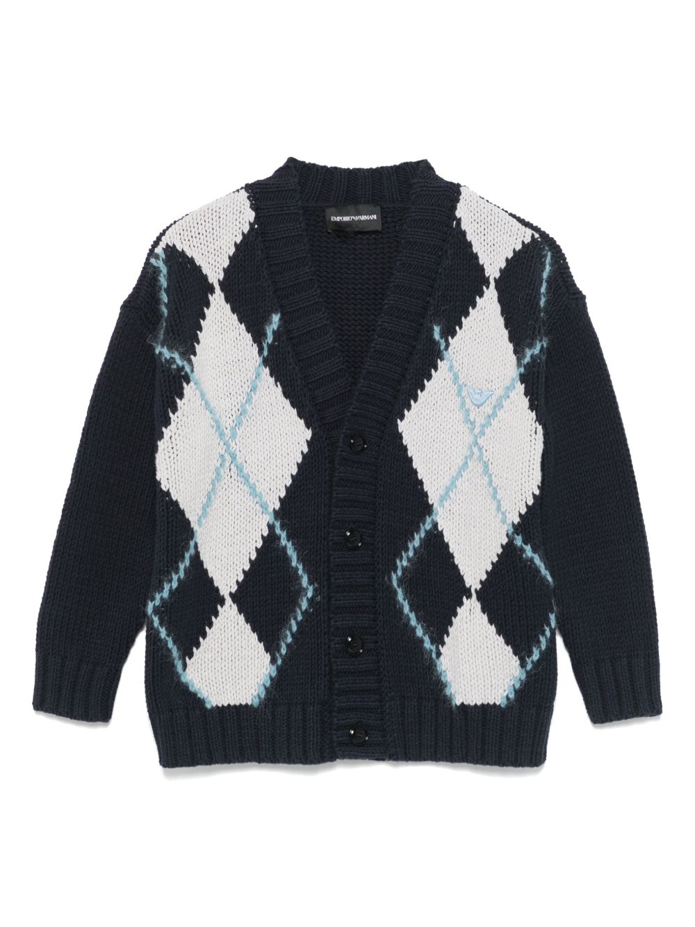 Emporio Armani Kids 菱纹开衫 - 黑色