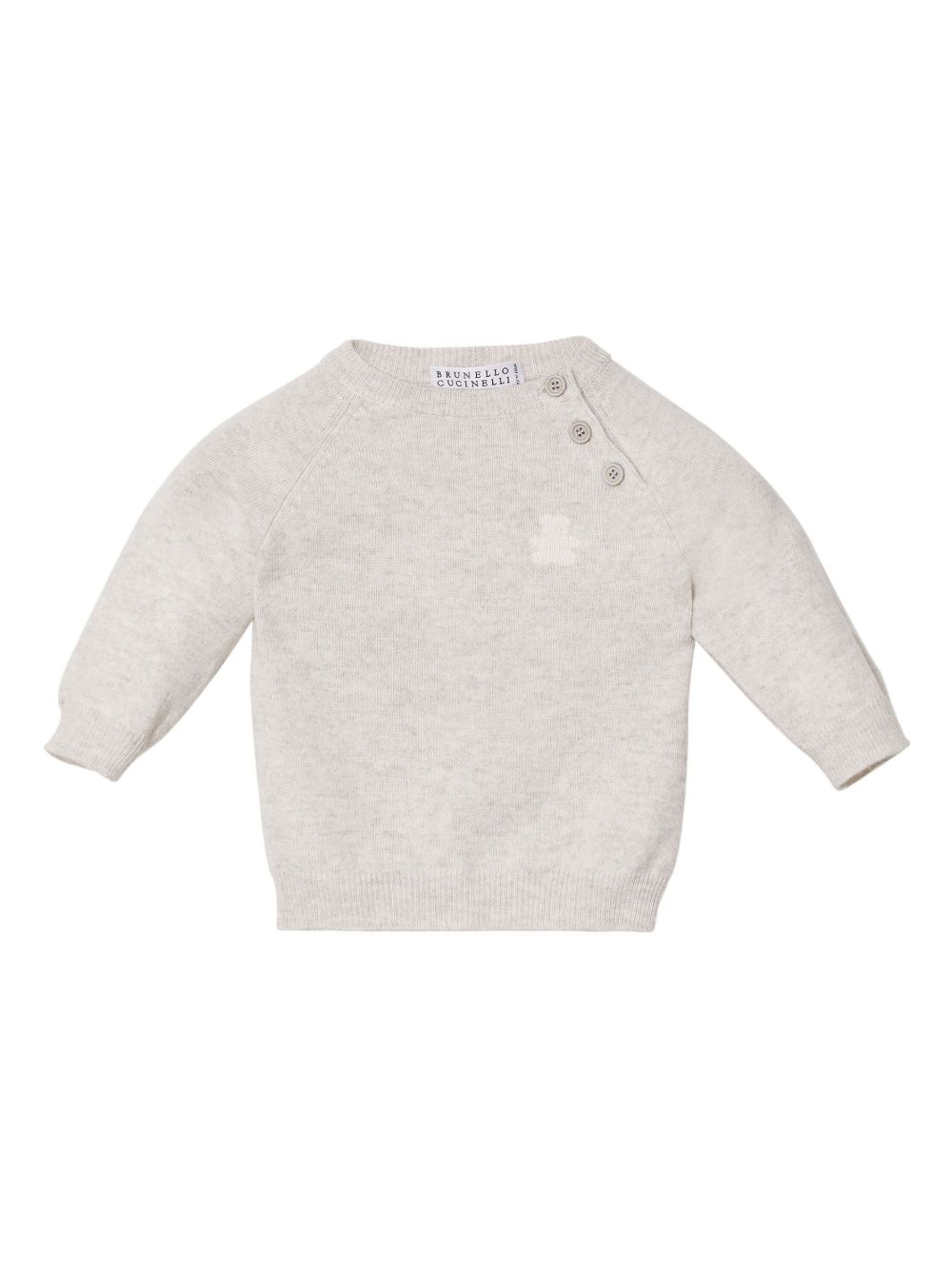 Brunello Cucinelli Kids 小熊图案羊绒毛衣 - 灰色