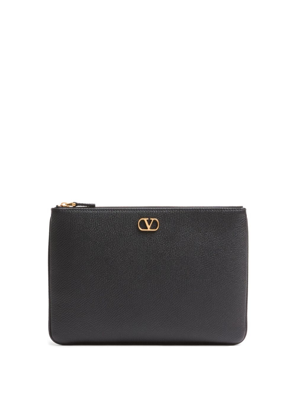 Valentino Garavani VLogo Signature 皮质手拿包 - 黑色