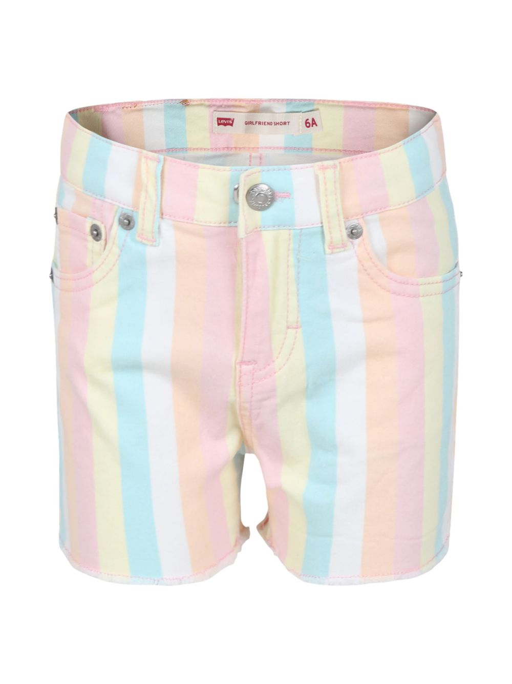 Levi's Kids 条纹牛仔短裤 - 白色