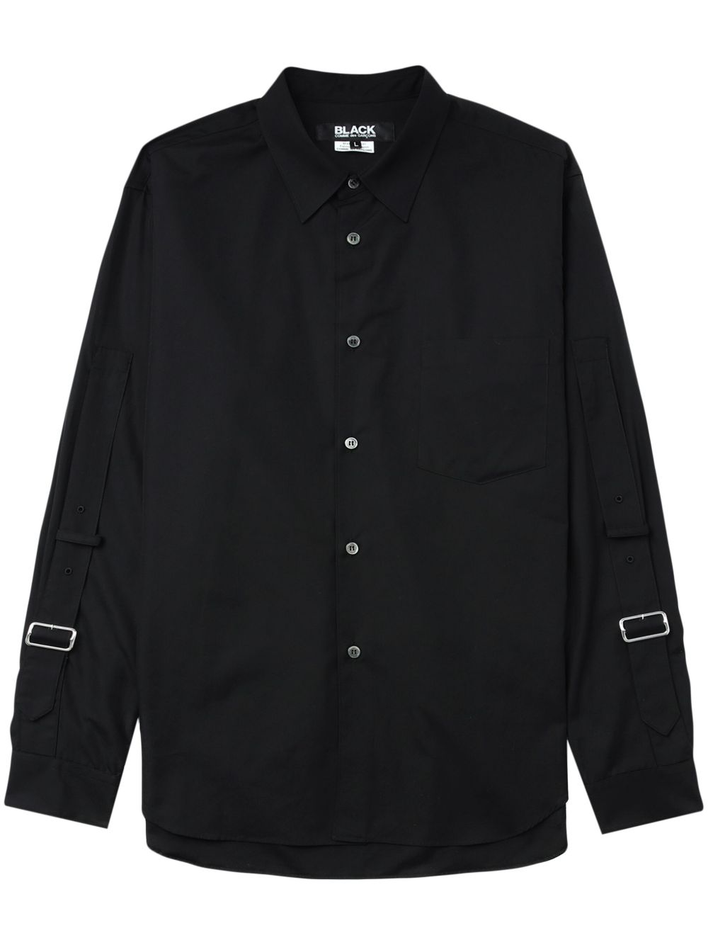 Black Comme Des Garçons 扣环袢带棉衬衫 - 黑色