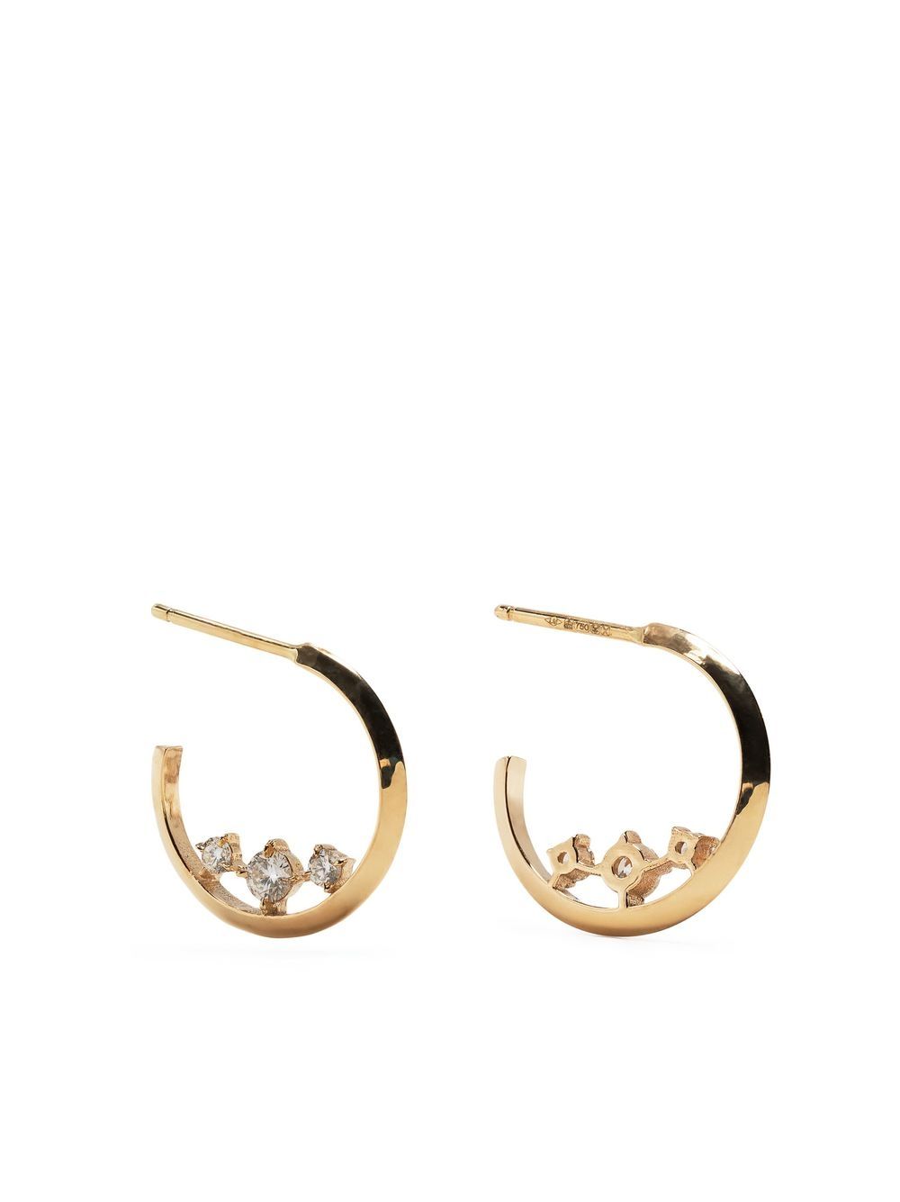 Lizzie Mandler Fine Jewelry 18K黄金钻石圆形耳环 - 金色
