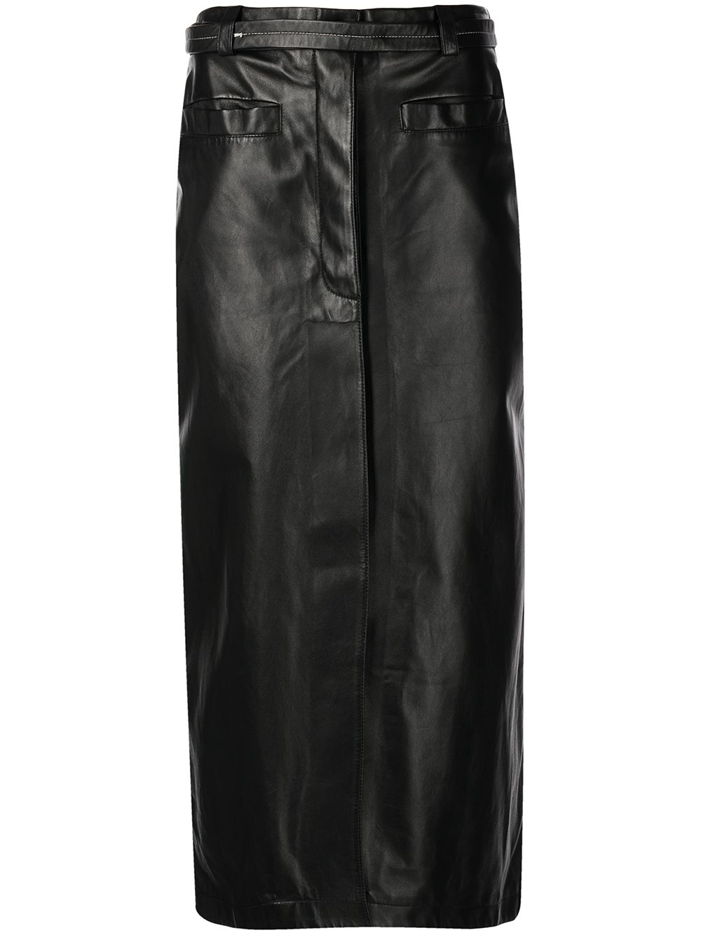 Proenza Schouler 束腰皮质中长半身裙 - 黑色