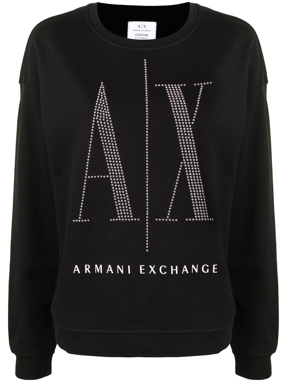 Armani Exchange logo铆钉卫衣 - 黑色