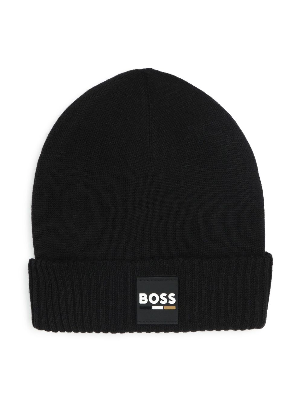 BOSS Kidswear 标贴针织套头帽 - 黑色