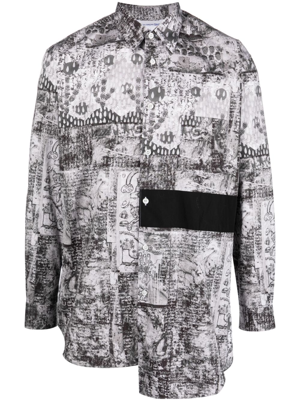 Comme Des Garçons Shirt 图案印花不对称衬衫 - 灰色