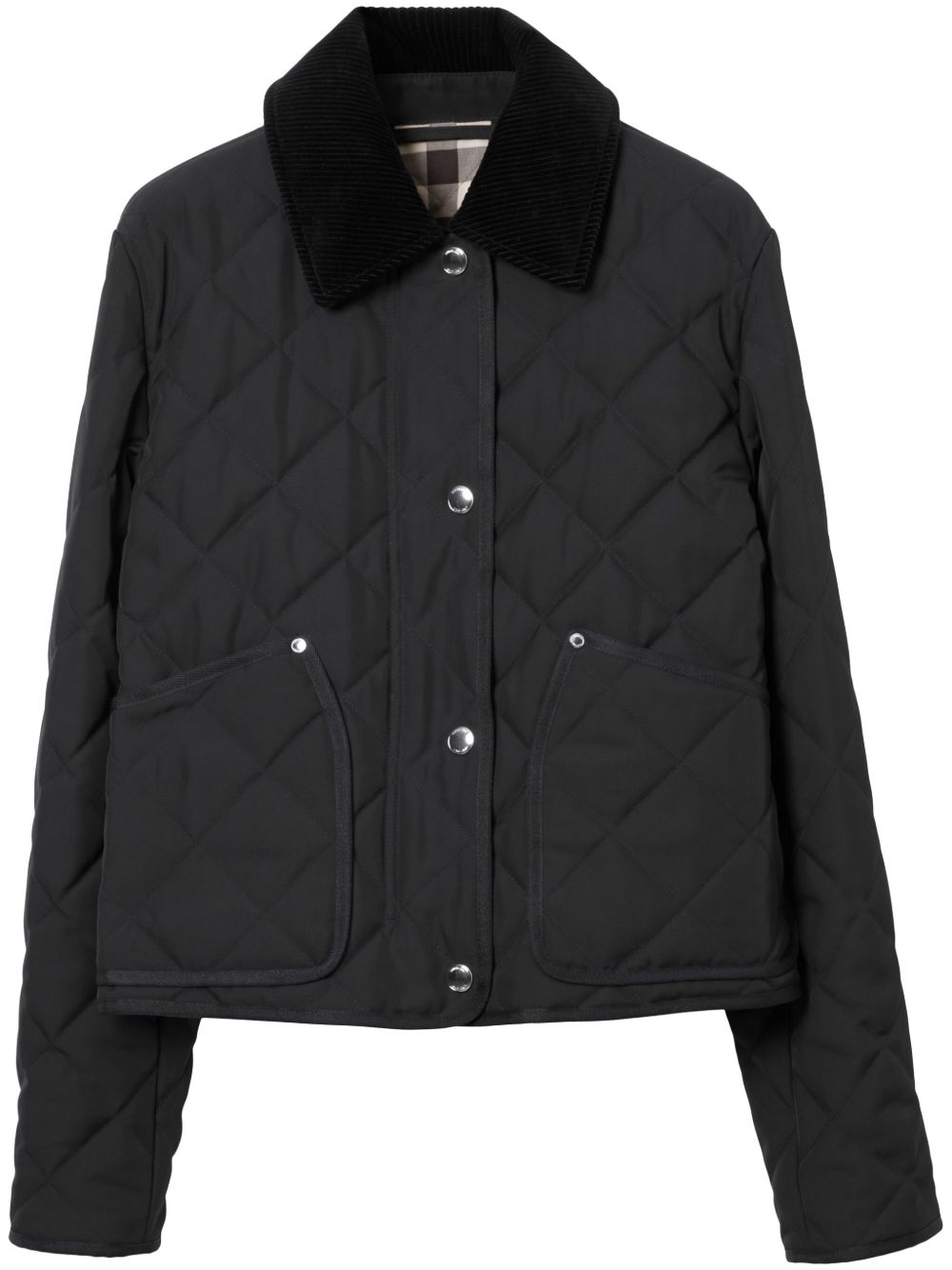 Burberry 长尖领绗缝夹克 - 黑色