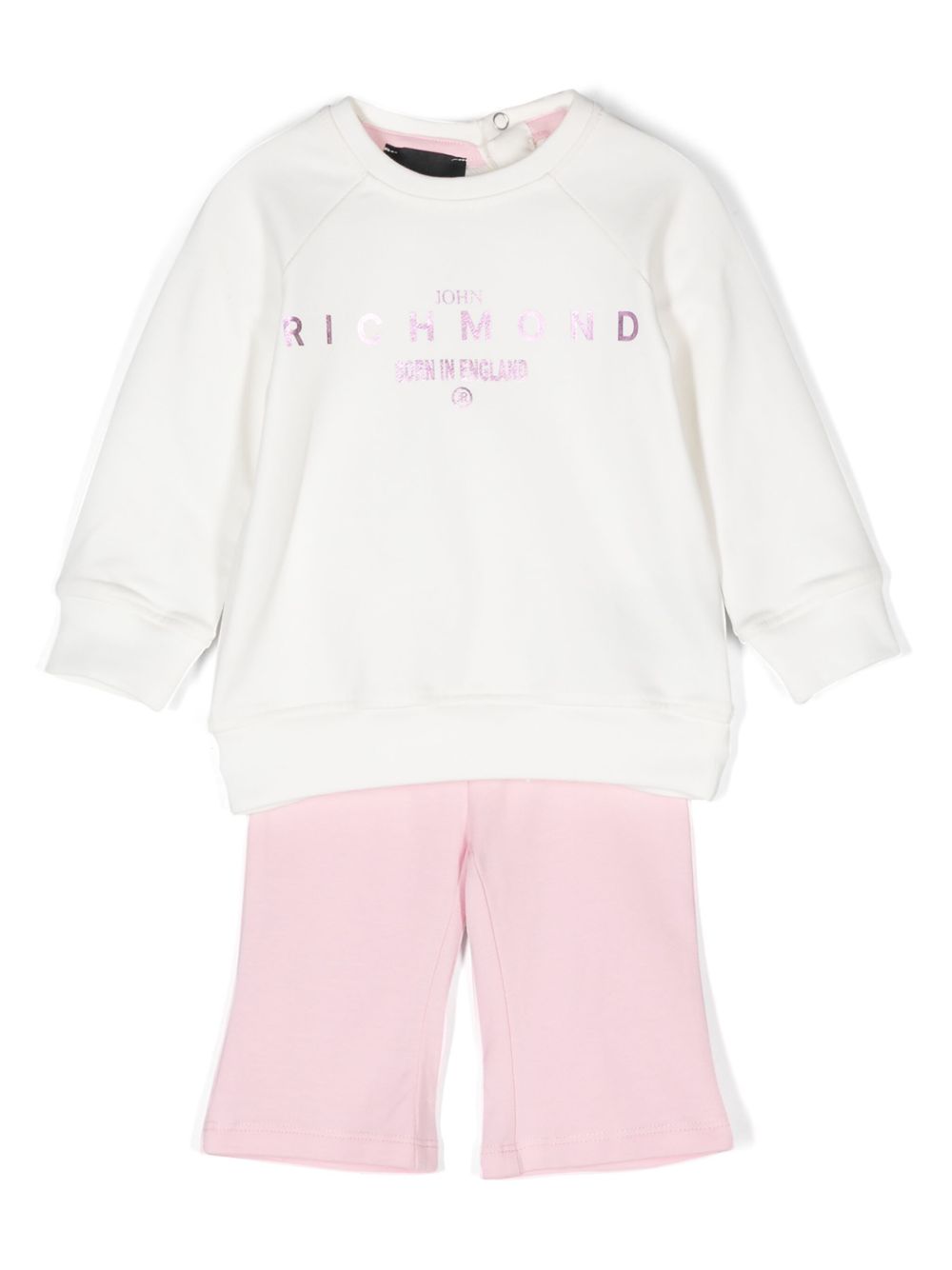 John Richmond Junior logo印花平纹针织运动套装 - 白色