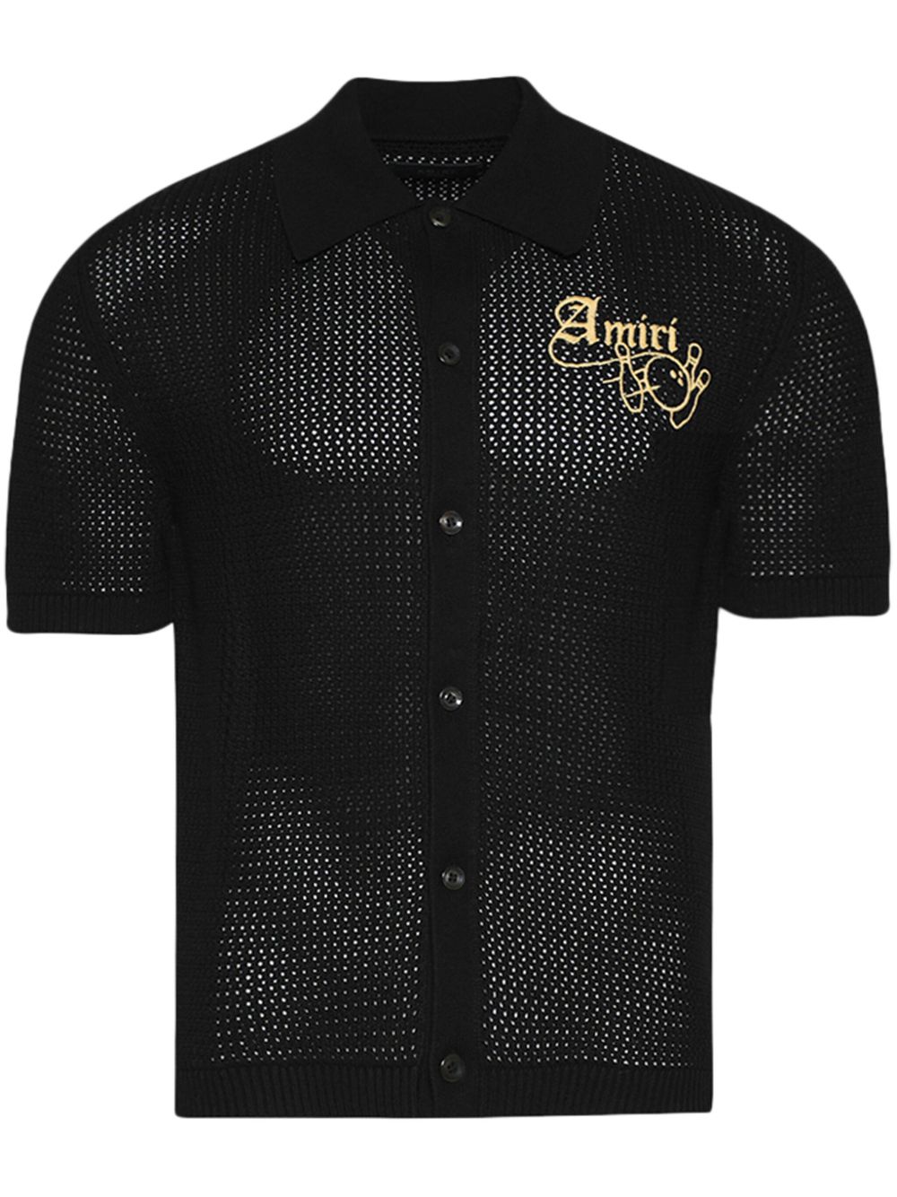 AMIRI 保龄球钩编针织polo衫 - 黑色