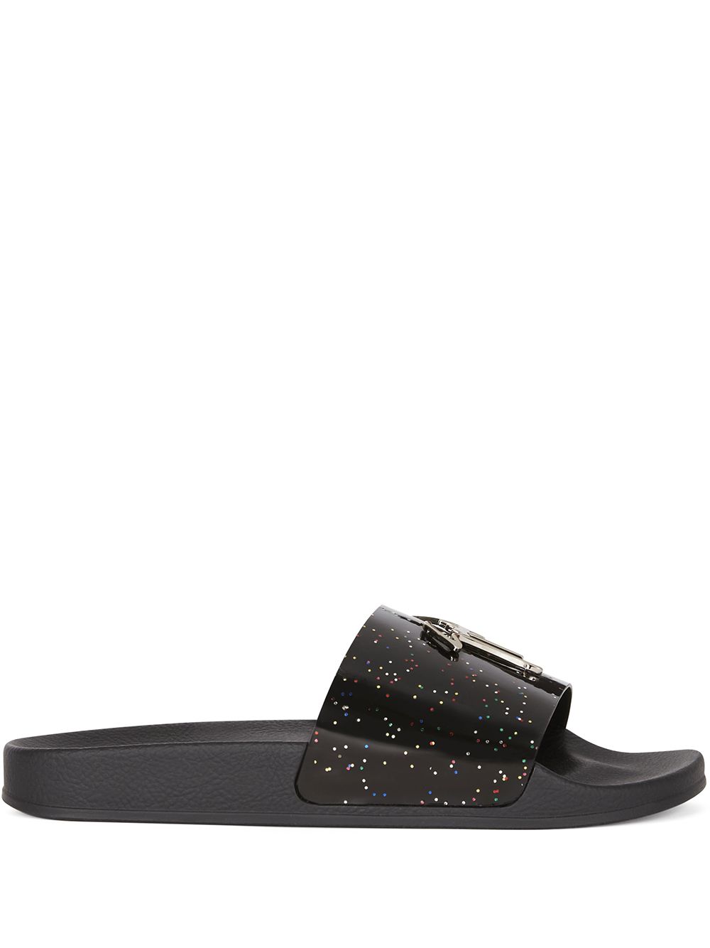 Giuseppe Zanotti Brett 标志性logo拖鞋 - 黑色