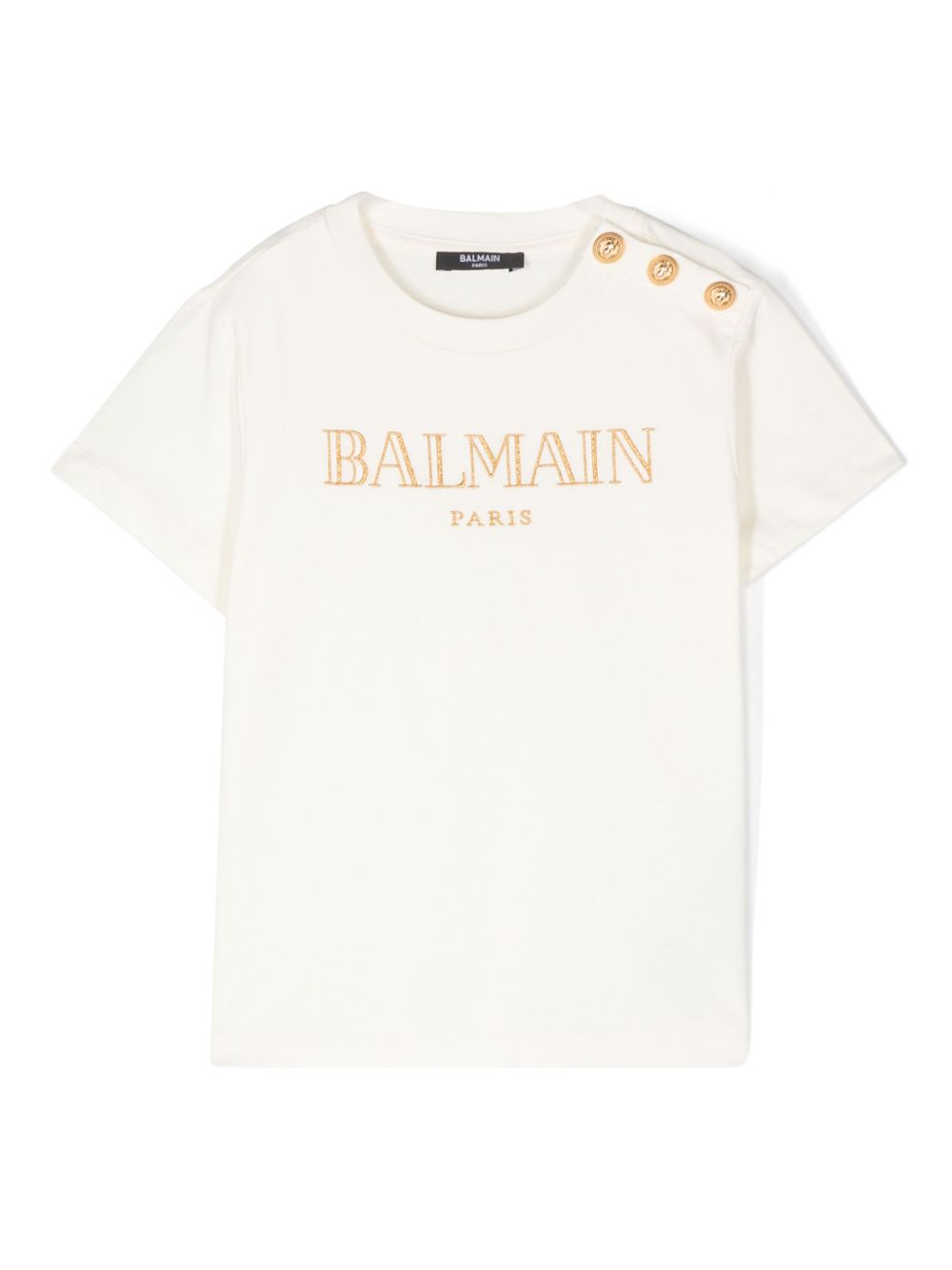 Balmain Kids logo刺绣T恤 - 中性色
