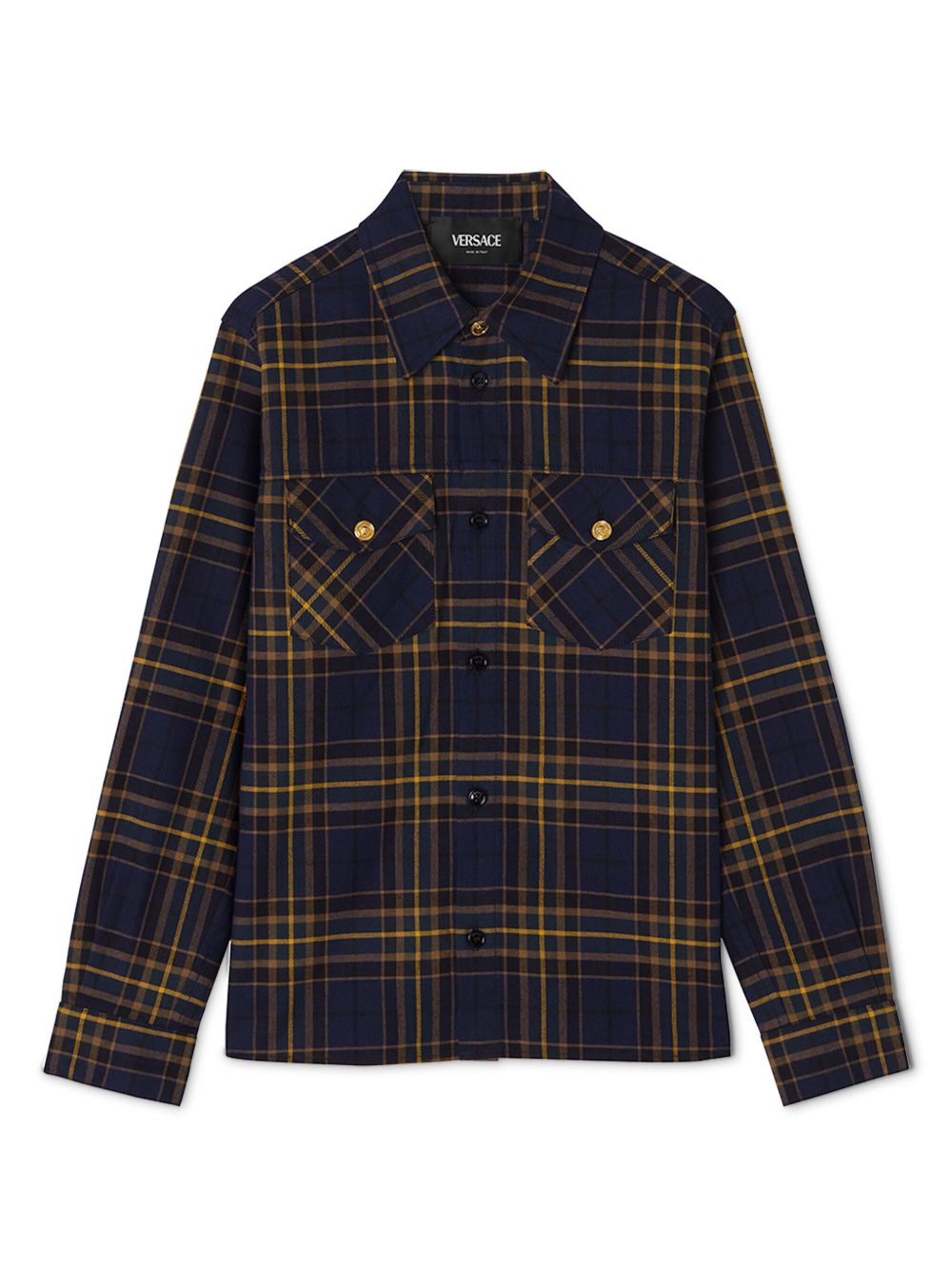 Versace Kids 格纹衬衫 - 蓝色